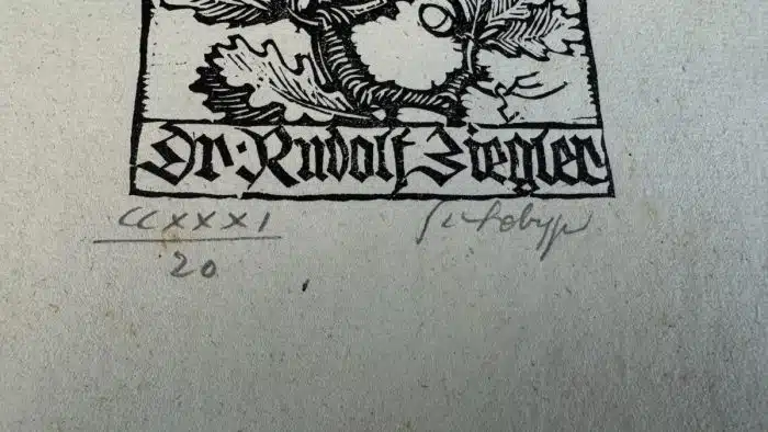 Switbert Lobisser - Holzschnitt - mit Wasserzeichen Stift St.Paul - Op.231  Exlibris Dr. Rudolf Ziegler 23x37 cm  signiert nummeriert – Bild 3