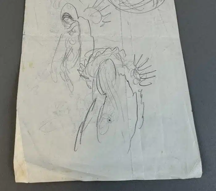 Switbert Lobisser - Aus persönlichem Besitz - 1 Zeichenblatt aus seinem Skizzenbuch Absolute Rarität 15x18,5 cm – Bild 6