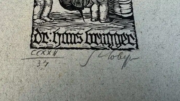 Switbert Lobisser - Holzschnitt -mit Wasserzeichen Stift St.Paul - Op.222  Exlibris Dr. Hans Brugger 24x37,5 cm  signiert nummeriert – Bild 3