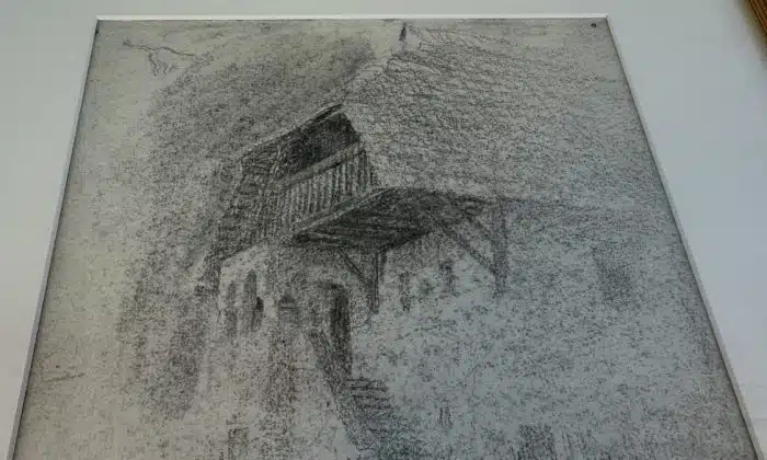 Switbert Lobisser - Bleistiftzeichnung -  Bauernhaus Kl. St. Paul  38x45 cm Blatt 21,5x29 cm betitelt Nachlassstempel – Bild 5