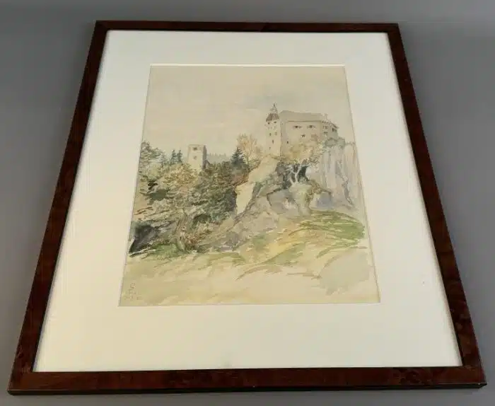 Switbert Lobisser - Aquarell -  Stein im Drautal 1942  48x58 cm Blatt 29x39 cm signiert SL datiert