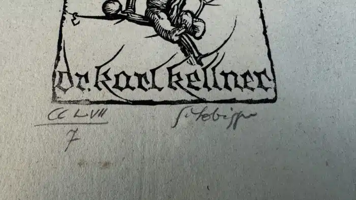 Switbert Lobisser - Holzschnitt - auf altem Brief von 1825 - Op.257  Exlibris Dr. Hans Kellner 20,5x32,5 cm  signiert nummeriert – Bild 3