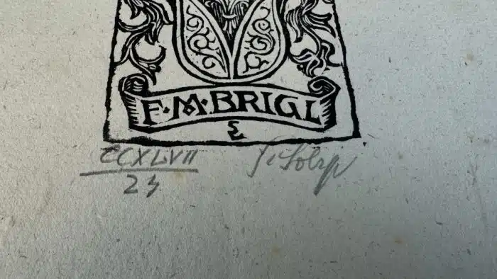 Switbert Lobisser - Holzschnitt - auf altem Brief von 1828 mit Wasserzeichen Stift St.Paul - Op.247  Exlibris F.M. Brigl 24x37 cm  signiert nummeriert – Bild 3