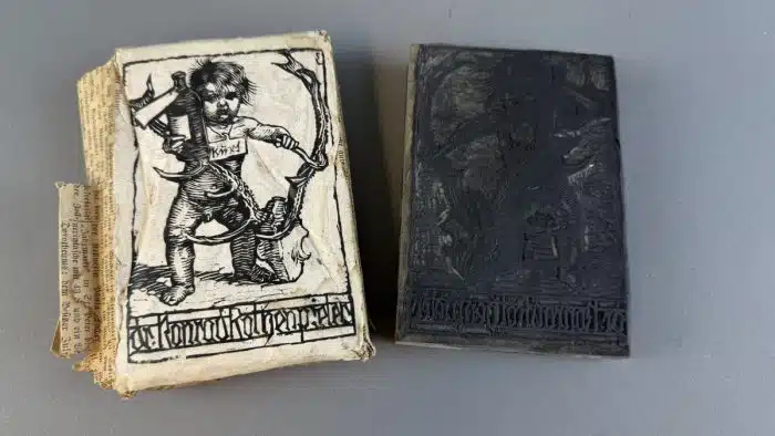 Switbert Lobisser – ORIGINAL Holzstock / Druckstock –  Op 288  Exlibris Dr. Konrad Rothenpieler 8,6x12,5 cm Absolute Rarität