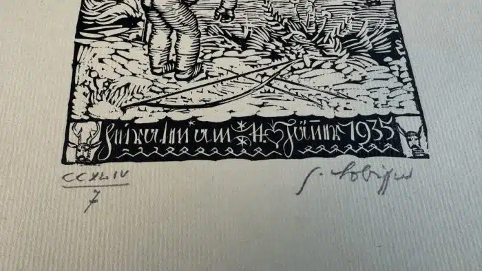 Switbert Lobisser - Holzschnitt - Op. 244  Hadwiga Engstler und Robert Hatheyer heiraten 19,5x24 cm  signiert nummeriert – Bild 3