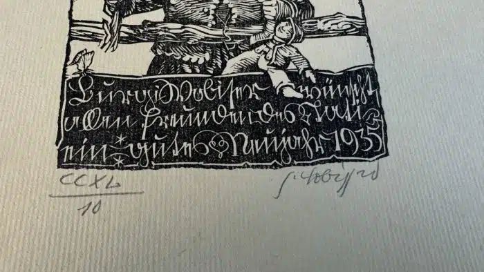 Switbert Lobisser - Holzschnitt - auf altem Brief - Op. 240  Mein Neujahrswunsch 1935 21,5x27,5 cm  signiert nummeriert – Bild 3