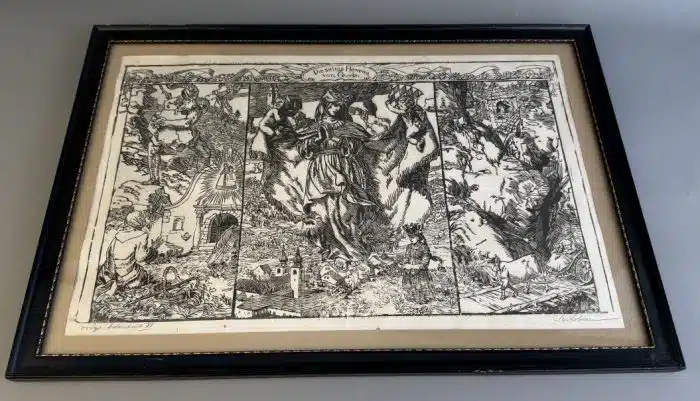Switbert Lobisser - Holzschnitt - Die selige Hemma von Gurk, 1923, Holzschnitt, Triptychon, 66x46 Blatt 57x37cm, signiert, betitelt nummeriert Op. 11,