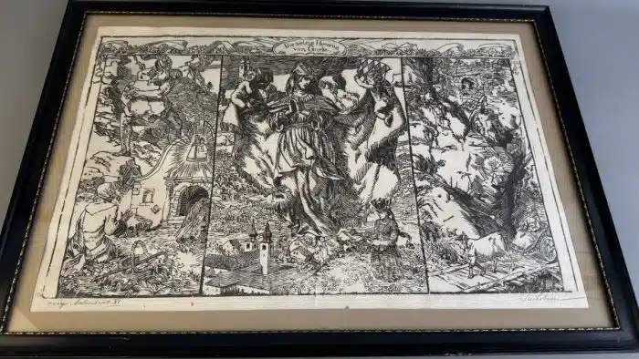 Switbert Lobisser - Holzschnitt - Die selige Hemma von Gurk, 1923, Holzschnitt, Triptychon, 66x46 Blatt 57x37cm, signiert, betitelt nummeriert Op. 11, – Bild 2
