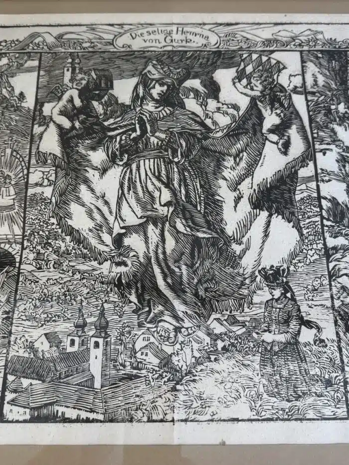 Switbert Lobisser - Holzschnitt - Die selige Hemma von Gurk, 1923, Holzschnitt, Triptychon, 66x46 Blatt 57x37cm, signiert, betitelt nummeriert Op. 11, – Bild 8