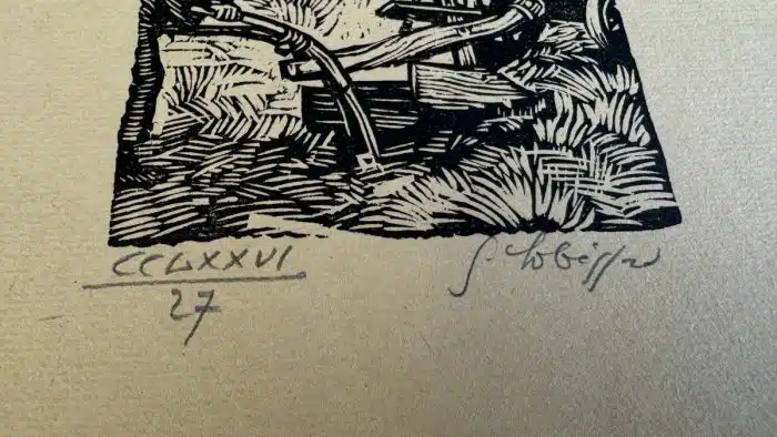 Switbert Lobisser - Holzschnitt - Op.276  Pflug 25x34,5 cm  signiert nummeriert – Bild 3