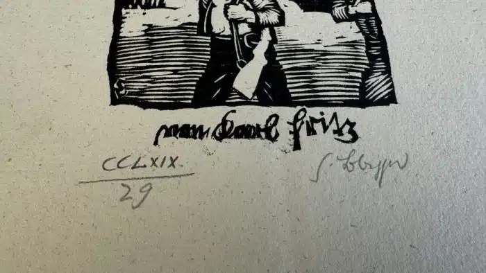 Switbert Lobisser - Holzschnitt - Op.269  Titelblatt: Jungen im Feuer von Karl Fritz - 23,5x37,5 cm  signiert nummeriert – Bild 3