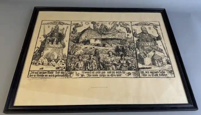 Switbert Lobisser - Holzschnitt -  Bauernspruch  66,5x52,5 cm  signiert nummeriert
