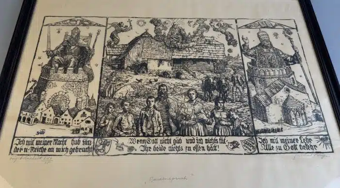 Switbert Lobisser - Holzschnitt -  Bauernspruch  66,5x52,5 cm  signiert nummeriert – Bild 2