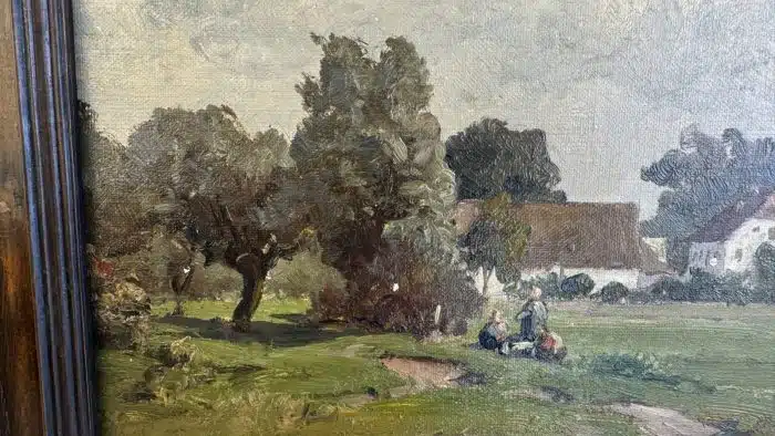 Josef Willroider (Villach 1838–1915 München) Blick auf Kärntner Landschaft, signiert, Öl auf Platte 43 x 53 cm, gerahmt im Nussholzrahmen – Bild 4