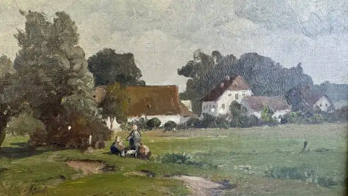 Josef Willroider (Villach 1838–1915 München) Blick auf Kärntner Landschaft, signiert, Öl auf Platte 43 x 53 cm, gerahmt im Nussholzrahmen – Bild 5