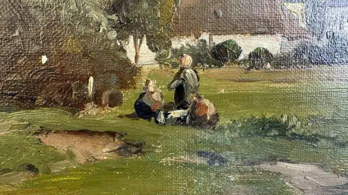 Josef Willroider (Villach 1838–1915 München) Blick auf Kärntner Landschaft, signiert, Öl auf Platte 43 x 53 cm, gerahmt im Nussholzrahmen – Bild 7