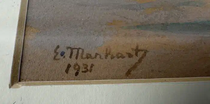 Eduard Manhart (Klagenfurt 1880-1945) Verlassene Mühle - Lesachtal   signiert E. Manhart, datiert 1931, Aquarell auf Papier 47 x 57 cm, gerahmt, – Bild 3