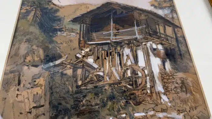 Eduard Manhart (Klagenfurt 1880-1945) Verlassene Mühle - Lesachtal   signiert E. Manhart, datiert 1931, Aquarell auf Papier 47 x 57 cm, gerahmt, – Bild 5