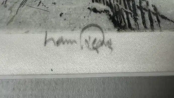 Hans Figura (Groß Kikinda 1898-1978 Wien) handsigniert: Hans Figura, Radierung  auf Seide, 31 x 41 cm Passepartout, verglast, gerahmt – Bild 3