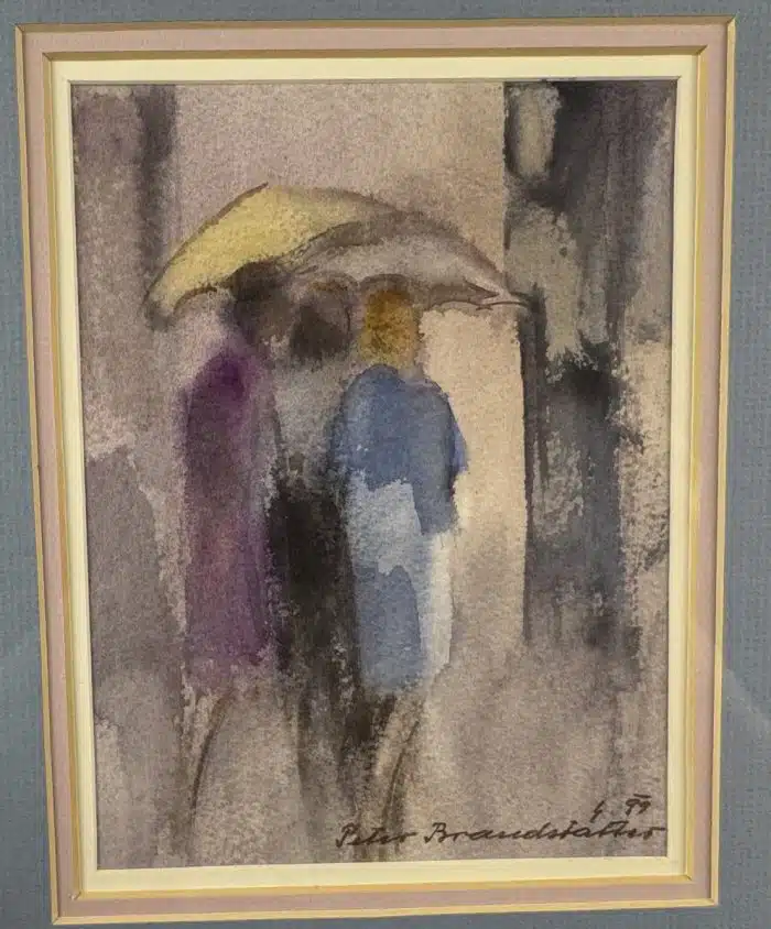 Peter Brandstätter (Spittal 1917-2015) "Straßenszene", signiert Peter Brandstätter 99, Aquarell auf Papier,  36 x 42 cm, – Bild 2