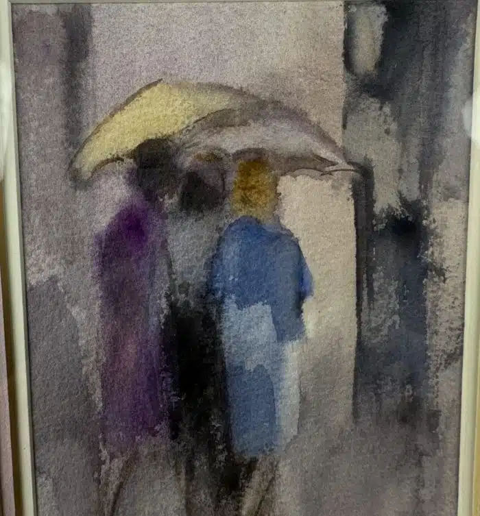 Peter Brandstätter (Spittal 1917-2015) "Straßenszene", signiert Peter Brandstätter 99, Aquarell auf Papier,  36 x 42 cm, – Bild 3