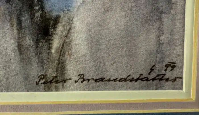 Peter Brandstätter (Spittal 1917-2015) "Straßenszene", signiert Peter Brandstätter 99, Aquarell auf Papier,  36 x 42 cm, – Bild 4