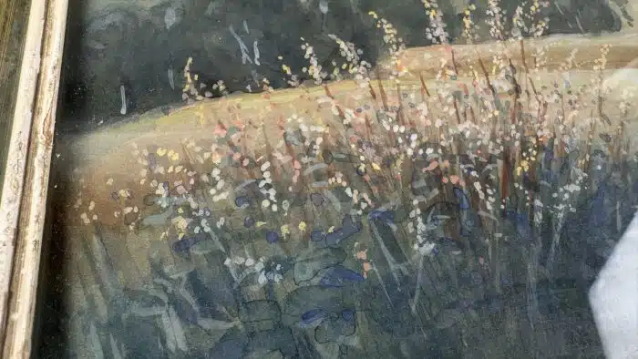 Hermann Poschinger (Ferlach 1886-1965) Draulandschaft Unterkärnten Öl auf Platte signiert Poschinger Hermann, datiert 1942, 58 x 51 cm gerahmt – Bild 5