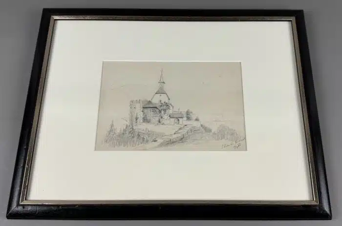 Bleistiftzeichnung, St. Peter bei Friesach datiert 1886 44 x 34 cm