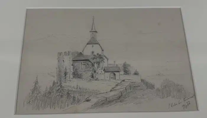 Bleistiftzeichnung, St. Peter bei Friesach datiert 1886 44 x 34 cm – Bild 2
