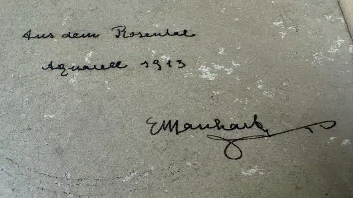 Eduard Manhart (Klagenfurt 1880-1945) Aus dem Rosental signiert E. Manhart, datiert 1913, Aquarell auf Papier 58 x 43 cm, gerahmt, – Bild 10