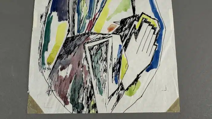 Hans Leb Das Gebet Feder - aquareliert 1954 signiert, 25,5 x 17,5 cm – Bild 3