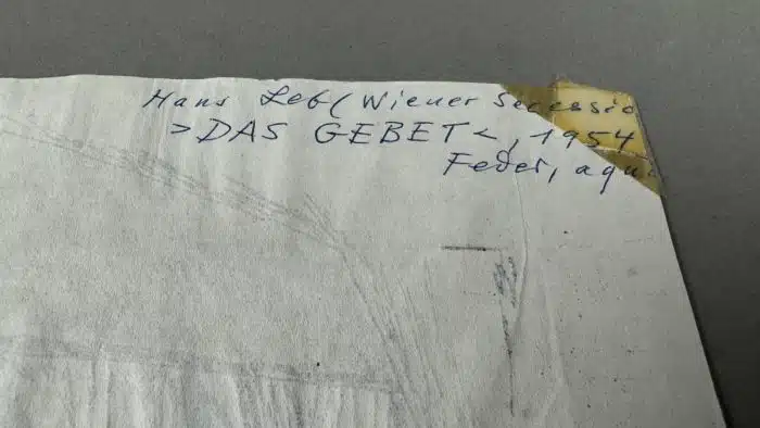 Hans Leb Das Gebet Feder - aquareliert 1954 signiert, 25,5 x 17,5 cm – Bild 8