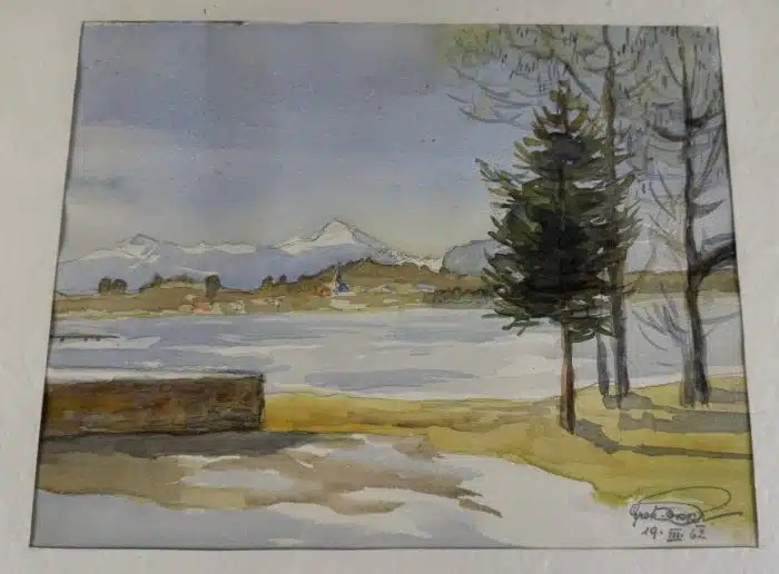 Aquarell Faakersee mit Sandbank Ki – Bild 2