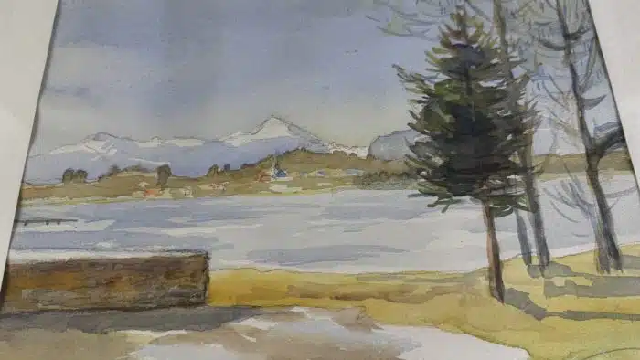 Aquarell Faakersee mit Sandbank Ki – Bild 4
