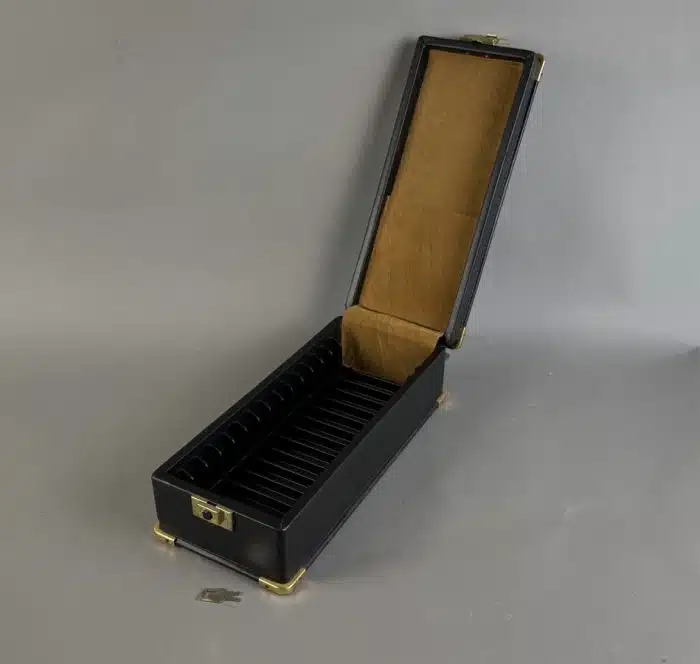 Vintage Aufbewahrungsbox für Kassetten mit Schlüssel 15x33 cm H 10 cm – Bild 3