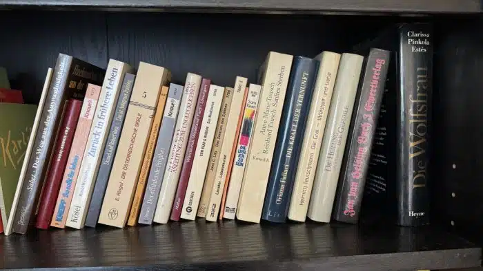 Bücherregal Holz mit Inhalt ( siehe Bilder ) – Bild 3