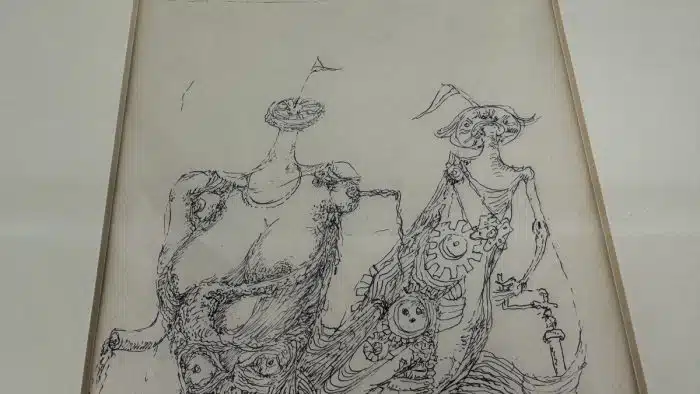 Konrad Koller (Villach 1916-2001) "Figuren" Tusche auf Papier, auf Papier signiert K, 50 x 44 cm gerahmt, verglast – Bild 4