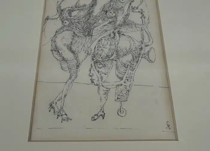 Konrad Koller (Villach 1916-2001) "Figuren" Tusche auf Papier, auf Papier signiert K, 50 x 44 cm gerahmt, verglast – Bild 5
