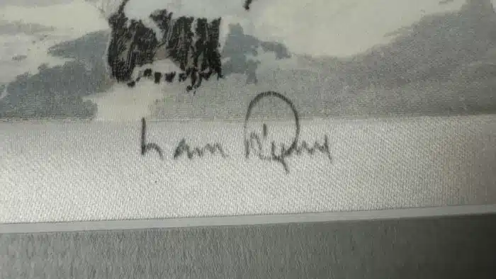 Hans Figura (Groß Kikinda 1898-1978 Wien) handsigniert: Hans Figura, Radierung  auf Seide, 31 x 41 cm Passepartout, verglast, gerahmt – Bild 3