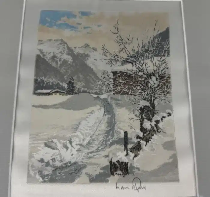 Hans Figura (Groß Kikinda 1898-1978 Wien) handsigniert: Hans Figura, Radierung  auf Seide, 31 x 41 cm Passepartout, verglast, gerahmt – Bild 4