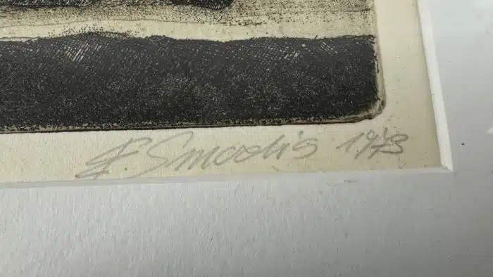Erich Smodics (Bregenz 1941 geb.) Handsign., 1973 dat. und num. (Ex. 194/200). Rennradfahrer. Radierung mit Aquatinta auf Bütten. Pl. 29,8 x 29,8 cm  verglast, gerahmt – Bild 2