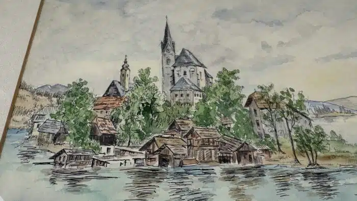 Maria Wörth - Aquarell / Tusche 45,5 x 36 cm unleserlich signiert – Bild 4