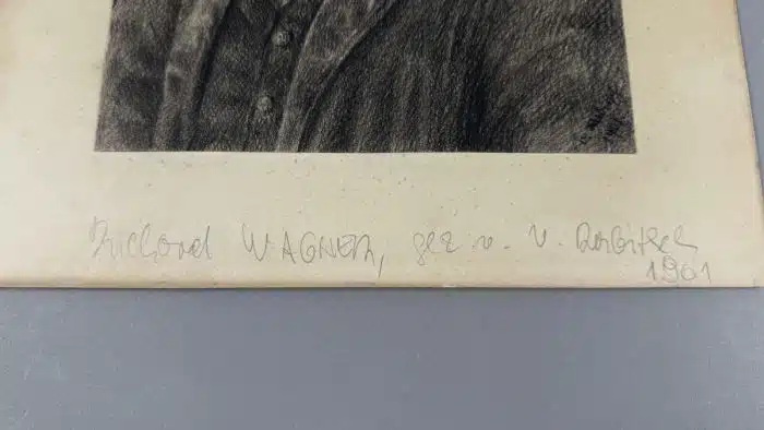Rabitsch Klagenfurt Kohletzeichnung Richard Wagner 40 x 32 cm datiert 1901 signiert – Bild 3
