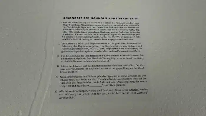 Josef Tichy (Pörtschach 1922-2001) Kunstpfandbrief der ehemaligen Kärntner Hypo Bank signiert 53 x 38 cm – Bild 8