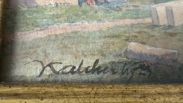 Raimund Kalcher (Villach 1889-1959)  Steinbruch im Krastal  signiert Kalcher, datiert 23, 48,5 x 36,5 cm – Bild 3