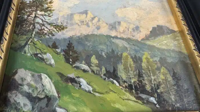 Reinhard Schinzel (Großlobming 1879-1954 Villach) Törlkopf bei Mallnitz - signiert R Schinzel, Öl auf Platte, 27 x 24 cm, gerahmt, – Bild 4