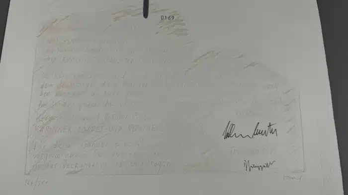 Inge Vavra (Augsburg 1942 geb.) Kunstpfandbrief der ehemaligen Kärntner Hypo Bank signiert 50 x 35 cm – Bild 5