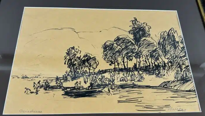 Georg Pevetz (Pettau 1893-1971 Wien) Tusche - Promenade am Ossiachersee 61 x 49 cm signiert – Bild 5