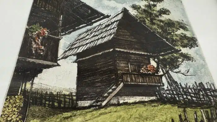 Wilhelm Loisel (Radsberg b. Klgft.1914-2005) Radierung Kärntner Speckkasten 32,5 x 24,5 cm – Bild 7