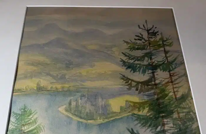 Raimund Kalcher (Villach 1889-1959)  Maria Wörth mit Wörthersee signiert Kalcher, datiert 57, 63 x 53 cm Bild 42 x 29 cm – Bild 4